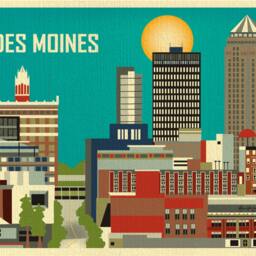 Des Moines Print, Iowa Wall Art, Skyline Horizontal Dorm, Office, Art Decor - Style E8-O-Des - thumbnail 2