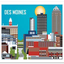 Des Moines Print, Iowa Wall Art, Skyline Horizontal Dorm, Office, Art Decor - Style E8-O-Des - thumbnail 3
