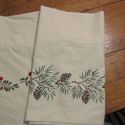 Hand Stenciled Cotton Curtain Valance - Moose, Bear, Pine Tree Design - thumbnail 3
