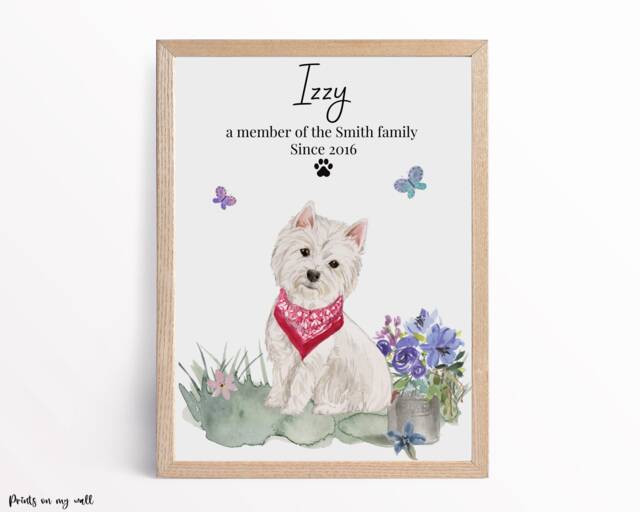 Westie Personalised Print, West Highland White Terrier, Dog Prints, Lover Gifts, Wall Art - image 1