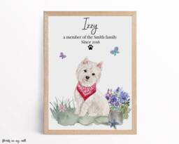 Westie Personalised Print, West Highland White Terrier, Dog Prints, Lover Gifts, Wall Art - thumbnail 1