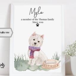 Westie Personalised Print, West Highland White Terrier, Dog Prints, Lover Gifts, Wall Art - thumbnail 3