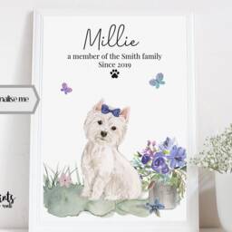 Westie Personalised Print, West Highland White Terrier, Dog Prints, Lover Gifts, Wall Art - thumbnail 2