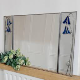 Catfish Glass Trio 2 10x40cms Rennie Mackintosh Inspired Stained Effect Mirrors With Central Panel 40x40cms - thumbnail 2