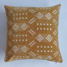Moroccan Velvet Cushion Cover, Handmade Brocade Mustard Yellow Pillow Case, Decorative 20''x20''/50x50 cm - thumbnail 4
