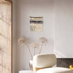 Neutral Woven Wall Hanging Small Boho Tapestry For Nursery Decor - thumbnail 2