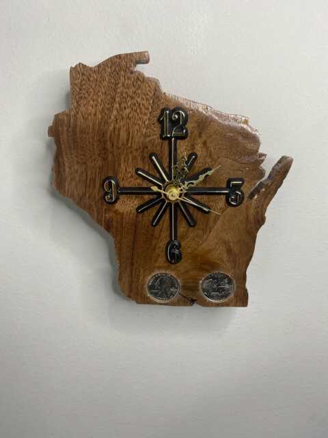 Wisconsin Handmade State Quarter Cloch With Inlaid Quarters. Choice Of Wood. Customizable - image 1