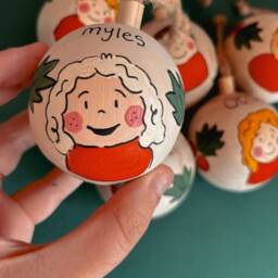 Personalized Portrait Christmas Bauble, Hand-Painted Wooden Ornament - thumbnail 3