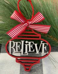 Believe Christmas Ornament - Wooden Holiday Tree Decoration Gift - thumbnail 1
