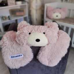 Pink Nursery Rug - Minky Bear Play Mat, Personalized Baby Girl Gift - thumbnail 2