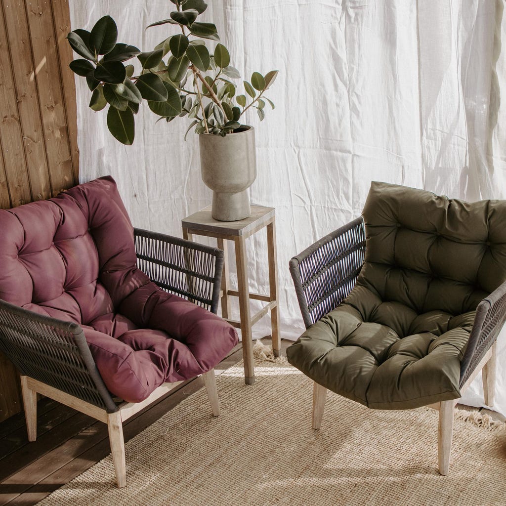 Living Room Outdoor Floor Lounger Water-Resistant Tufted Floor