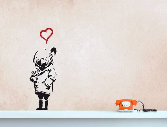 Wall Decal Banksy Tank Girl With Heart & Bird, Street Art Sticker, Urban Art, Banksy Grafitti Stencil, Decor - image 1