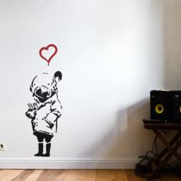 Wall Decal Banksy Tank Girl With Heart & Bird, Street Art Sticker, Urban Art, Banksy Grafitti Stencil, Decor - thumbnail 3