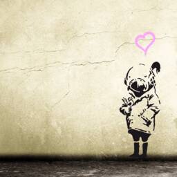 Wall Decal Banksy Tank Girl With Heart & Bird, Street Art Sticker, Urban Art, Banksy Grafitti Stencil, Decor - thumbnail 2