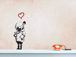 Wall Decal Banksy Tank Girl With Heart & Bird, Street Art Sticker, Urban Art, Banksy Grafitti Stencil, Decor - thumbnail 1