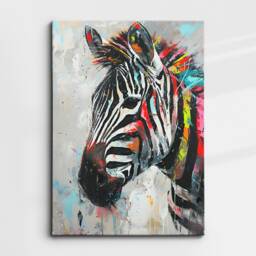 Colorful Zebra Fun Animal Lover Abstract Oil Painting Wall Art Framed Canvas Poster Print Home Kitchen Living Room Decor Gifts - thumbnail 3