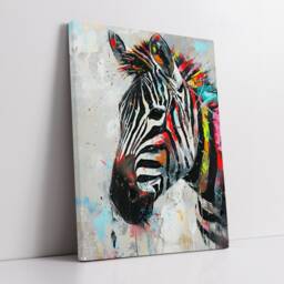 Colorful Zebra Fun Animal Lover Abstract Oil Painting Wall Art Framed Canvas Poster Print Home Kitchen Living Room Decor Gifts - thumbnail 2