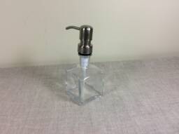 Square Bottle Soap Dispenser Bathroom Kitchen Pump Clear Glass Shampoo Laundry 8 Oz Ounce Refillable Reuse Container Cleaning Liquid Small