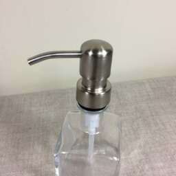 Square Bottle Soap Dispenser Bathroom Kitchen Pump Clear Glass Shampoo Laundry 8 Oz Ounce Refillable Reuse Container Cleaning Liquid Small - thumbnail 3