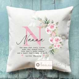 Personalised Grandma Mum Nanna Nanny Auntie Mom Mam Quote Floral Home Linen Style Cushion Mother's Day Birthday Easter Gift - thumbnail 1