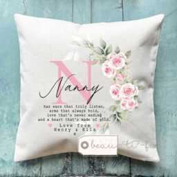 Personalised Grandma Mum Nanna Nanny Auntie Mom Mam Quote Floral Home Linen Style Cushion Mother's Day Birthday Easter Gift - thumbnail 2