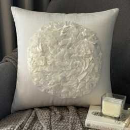 Ivory Art Silk, Ribbon Embroidered Nature & Floral Pattern, Modern Throw Pillow Cover/Euro Sham - Vintageous