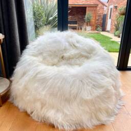 Icelandic Sheepskin Beanbag Chair Natural White, Soft & Cozy - thumbnail 2