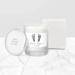 Baby Footprints Candle - Personalised Dispatched Next Working Day - thumbnail 3