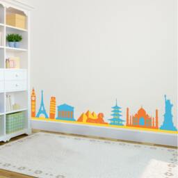 World Landmarks Border - 8 Landmarks - Wall Decal Custom Vinyl Art Stickers