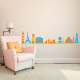 World Landmarks Border - 8 Landmarks - Wall Decal Custom Vinyl Art Stickers - thumbnail 2