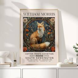 William Morris Print, Art, Exhibition Poster, Woodland Nursery Decor, Fox Gifts, Nature Wall Animal Prints - thumbnail 1