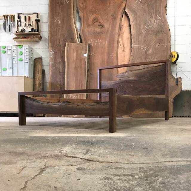 Classic Style Natural Edge Walnut Bed With Dovetails - image 1