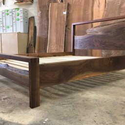 Classic Style Natural Edge Walnut Bed With Dovetails - thumbnail 4