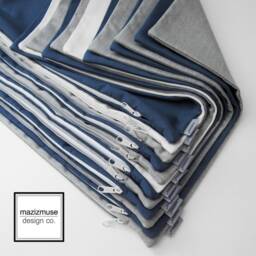 Sapphire Blue & Grey Sunbrella?? Outdoor Pillow Cover With Black & White Color Block, Gray Cushions For Patio/Pool Lounge Chairs - thumbnail 2