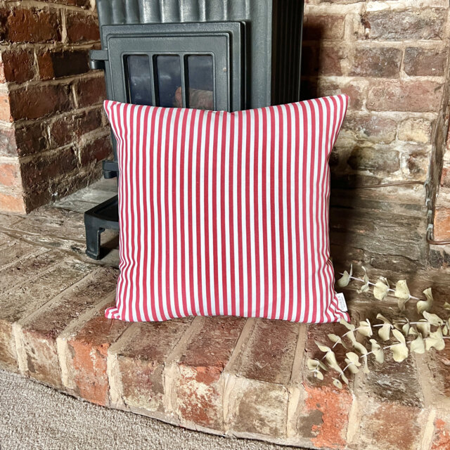 1400. Claremont Stripe Soft Red, Handmade 100% Cotton Cushion Cover, Various Sizes - image 1