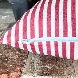 1400. Claremont Stripe Soft Red, Handmade 100% Cotton Cushion Cover, Various Sizes - thumbnail 2