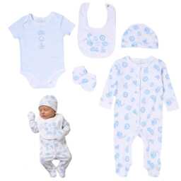 Blue Baby Gift Box - New Set With Blanket, Lion Comforter & Clothes Boy Shower Newborn Hamper - thumbnail 2