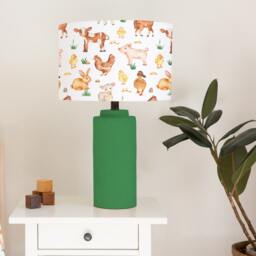 Farm Friends Lampshade, White, Nursery Children's Bedroom, Drum Ceiling Lamp Light Shade - thumbnail 2