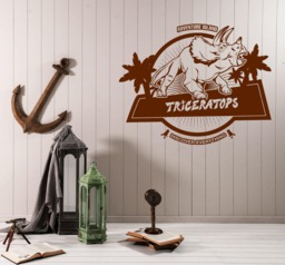 Wall Vinyl Decal Adventure World Dinosaur Triceratops Island Kids Playroom Decor 2515Daz - thumbnail 1