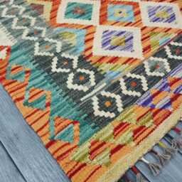Classic Rug, Handmade Artisan Afghan Turkish Scandinavian Navajo Bohemian Wool Flatweave Multicolour Kilim Rug 163x95 cm - thumbnail 2