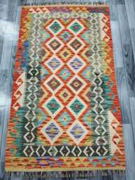 Classic Rug, Handmade Artisan Afghan Turkish Scandinavian Navajo Bohemian Wool Flatweave Multicolour Kilim Rug 163x95 cm - thumbnail 1