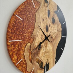 Custom Resin & Olive Wood Wall Clock Live Edge Rustic Decor - thumbnail 3