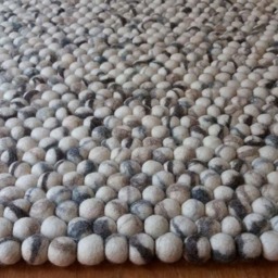 Rectangle Felt Ball Rug Stone Design, 100% Wool Carpet - thumbnail 4