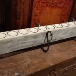 Complete 6-Hole Sugar Mold With Iron Base, Tin Cup Holders, & Vanilla Scented Candles - thumbnail 2