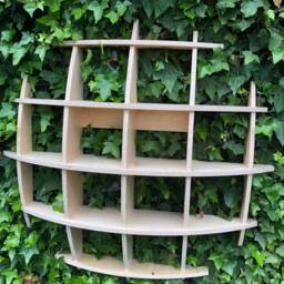 Modular Paintable Wooden Wall Shelf, Sphere Bookcase, Hanging Geometric Office Furniture, Spring Clean - thumbnail 2