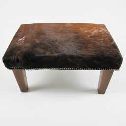 Brown Brindle Cowhide Footstool 310 - Hair On Hide Ottoman, With Modern Legs - thumbnail 2