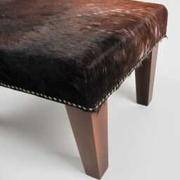 Brown Brindle Cowhide Footstool 310 - Hair On Hide Ottoman, With Modern Legs - thumbnail 4