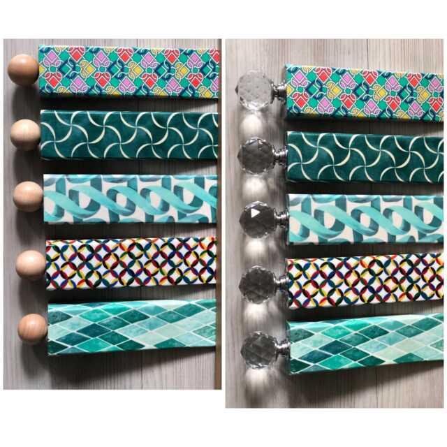 Liberty Print Door Stop Wedge Recycled Hardwood, Turquoise Teal Green - image 1