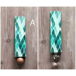 Liberty Print Door Stop Wedge Recycled Hardwood, Turquoise Teal Green - thumbnail 2