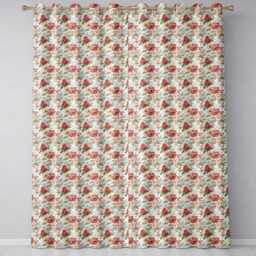 Romantic Vintage Rose Garden Seamless Pattern Readymade Eyelet Ring Top Thermal 100% Blackout Curtains - thumbnail 2